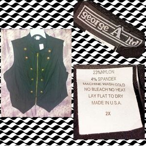 George A ltd brand Black w/Gold Buttons Military Inspired Knit Vest Sz 2X(16/18)